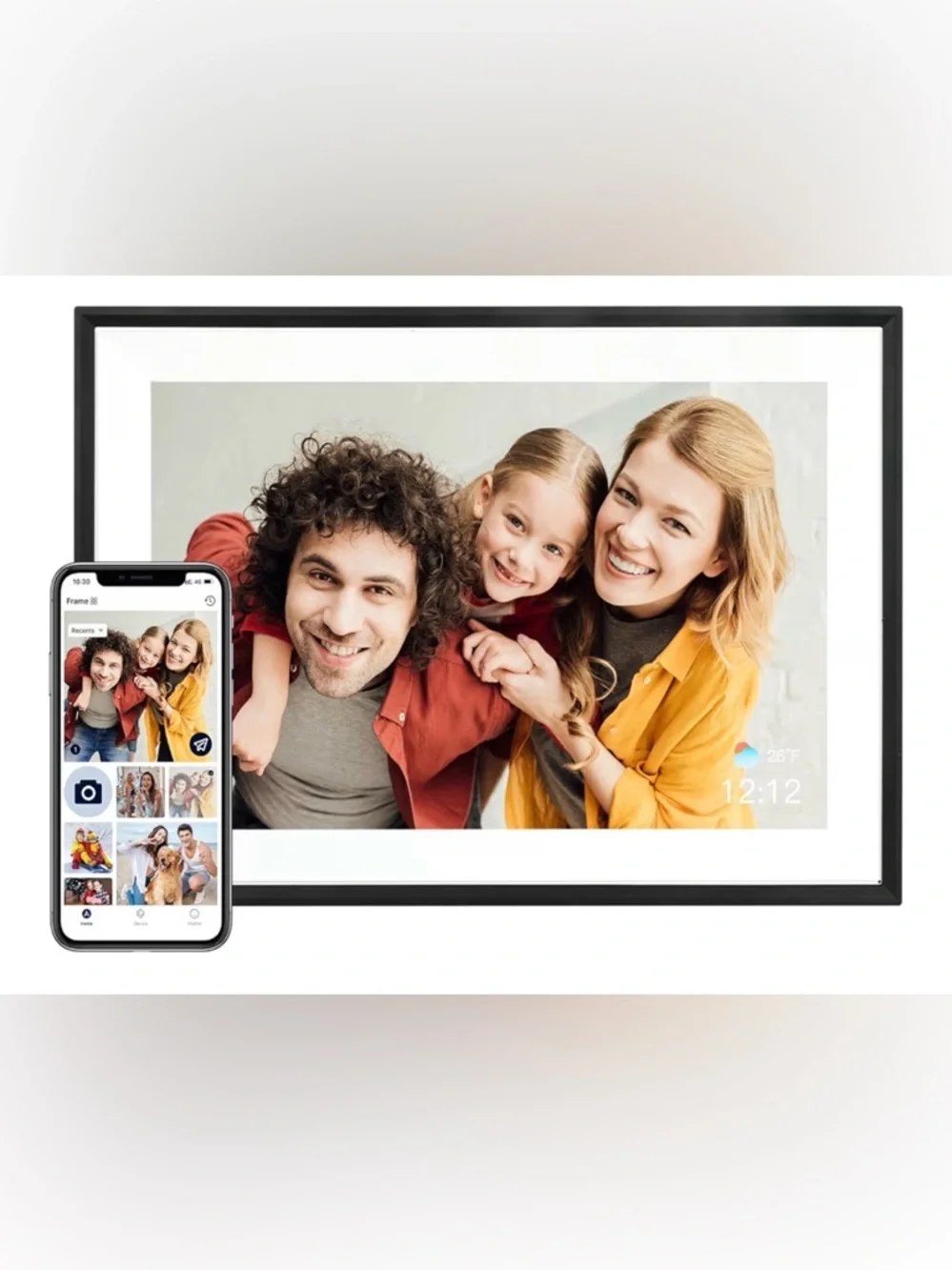Digital Photo Frame with Black Frame - Smart WiFi Display